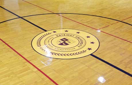 Gateway-Seal-Decal-On-Gym-Floor