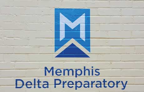 Memphis-Delta-Prep-Logo-Decal-On-Brick