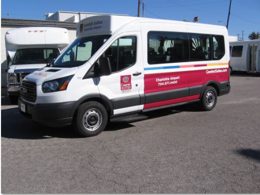 Charlotte Airport Comfort Suites Shuttle Van With Wrap And Id Sign